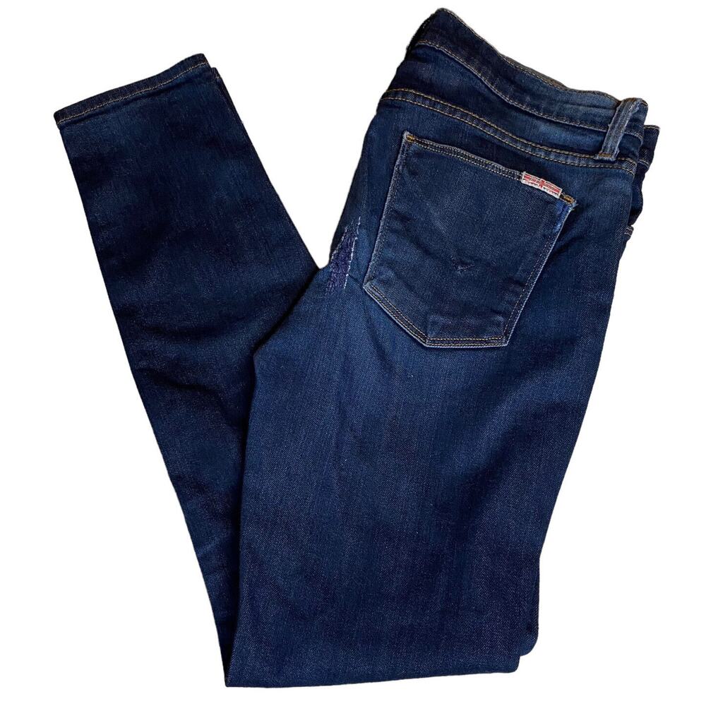 Hudson Dark Wash Ripped Jeans Denim Pocket Taper Ankle Pants Super Soft Size 30